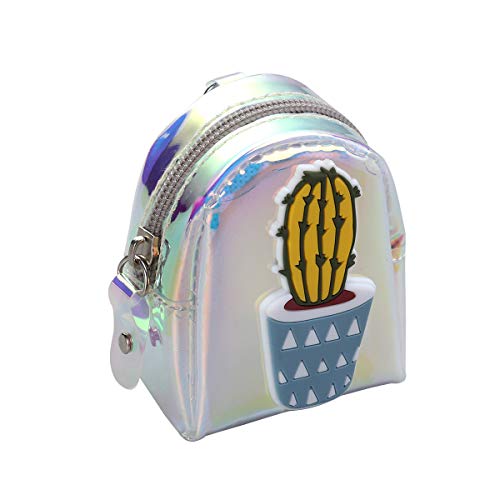 Preisvergleich Produktbild TENDYCOCO Münze Geldbeutel Tasche Transparent Gelee Cartoon Kaktus Muster Reißverschluss Geldbörse mit Schlüsselanhänger