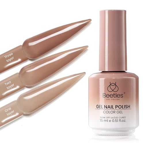 Gelab Cosmetics LLC Beetles Nude Pink Gel Nail Polish - Blush Cappuccino Clear Pink, 7.5ML Natural Jelly Gel Polish Sheer Translucent Colors Nail Concealer Soak Off UV French Nail Art Manicure