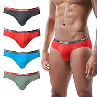 PHOLEEY Herren Modal Mikrofaser Unterwäsche Slips Low Rise Unterstützung Brief Elastischer Bund Slips Unterhose 4er Pack