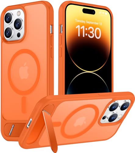 Image of Magnetic Compatible with iPhone 14 Pro Max Case, [Built-in Invisible Kickstand][Compatible with MagSafe] [Military Grade Shockproof] Slim Translucent Matte Phone Case for iPhone 14 Pro Max 6.7 inch