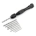 KINGFOREST Precision Pin Vise Hand Drill - Steel Manual Tool with 20-Piece Micro Bits (0.8-3mm) for Resin Casting Molds, Woodworking, Jewelry Making, Model Kits & Miniature Crafting（Black）