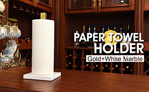 Lutavoy Paper Towel Holders Kitchen Standing Paper Towel Roll Holders With Marble Base Copper Plated(Kz20 Gold&White) #TOP6