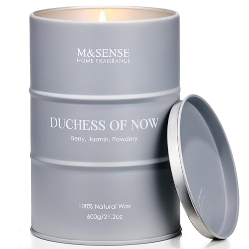 M&SENSE Large Soy Bergamot Jasmin Scented Candles for Women Home Scented, 21.2oz 120 Hours Long...