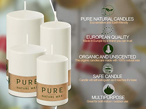 Hyoola Pure Natural Pillar Candles - Made Of 100% Natural Wax - Paraffin Free - 2.3 X 5 Inch - White Pillar Candles - 4 Pack #TOP2