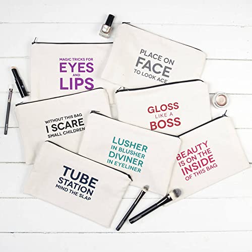 Pabues 50 Pack 8 × 4.7 Inch Blank Diy Craft Bag Canvas Pencil Case Blank Makeup Bags- Beige Canvas Pencil Pouch Bulk Canvas Cosmetic Bag Multi-Purpose Travel Toiletry Bag Canvas Zipper Bags #TOP4