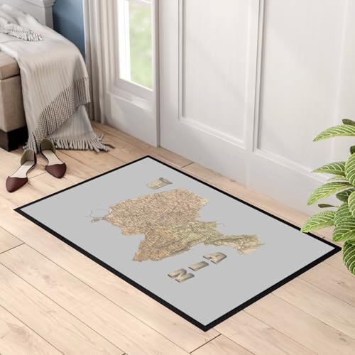 Paillasson Gris Ain 01 Tapis d'entrée Bourg-en-Bresse Carte Ancienne Rhône-Alpes 75x50cm