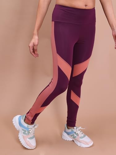 Image of Rupa Colors Womens PLAYSURE Dry FIT Activewear Leggings | Stretchable Warp Knit Fabric | Breathable Mesh Self-Folding Waistband | Body-Hugging | Reflecting Logo