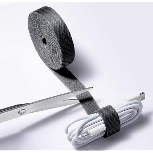 Reusable Cable Tie Roll with Hook & Loop – Adjustable Cord Organizer Tape for Wires, Desk Setup, Home & Office Cable Management (Black)