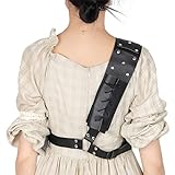 Warrior Back Sword Holster Medieval Armor, Shoulder Back Sheath Frog Holder Crossbody, Sword Strap Belt for Your Back, PU Leather Behind The Back Holster for Sword (Black)