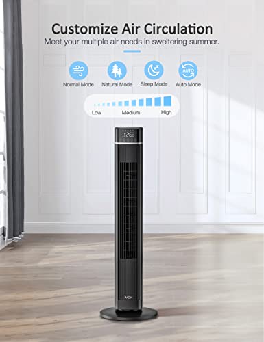 Vck Tower Fan For Bedroom, 90° Oscillating Fan With 26Ft/S Velocity,40" Cooling Floor Fan With Smart Remote,Touch Control, 3 Speeds, 4 Modes, 12H Timer, Quiet Bladeless Standing Fan For Home,Office #TOP1
