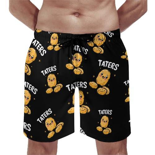 Taters Cute Potato Mens Swim Trunks Beach Shorts Quick Dry Bathing Suits and Mesh Lining