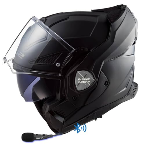 LS2 ADVANT X FF901 Bluetooth Sena Intercom Integrado DESIGNED Negro Mate - Casco de Moto Modular 180 Grados - Integral P/J + Pinlock - Homologado ECE 22.06 (M)