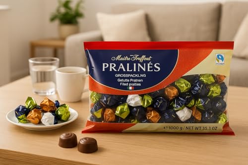 Maître Truffout Pralinen 1 kg – Zartschmelzende Vollmilchschokolade in Großpackung – Perfekter Schoko‑Vorrat zum Teilen, für Büro, Gäste & Naschmomente