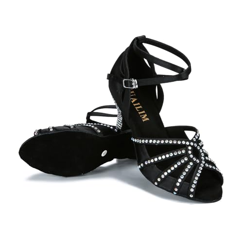 Ballroom Rhinestone Dance Shoes Women Latin Salsa Bachata Social Dancing Sandals L6885 6