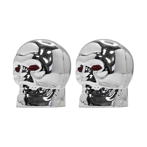 cyclingcolors 2 x Tapa de Válvula Calavera Plástico para Válvula Schrader Neumáticos Bicicleta Motocicleta Coche Cuadraciclo Scooter Eléctrico, Plata