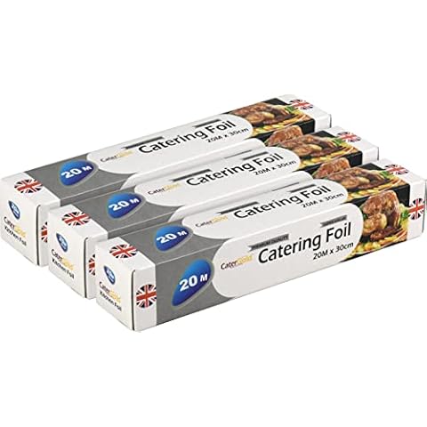 Catergold 3X Premium Heavy Duty Aluminium Catering Kitchen Wrapping Baking Tin Foil (20M x 30cm) Cover