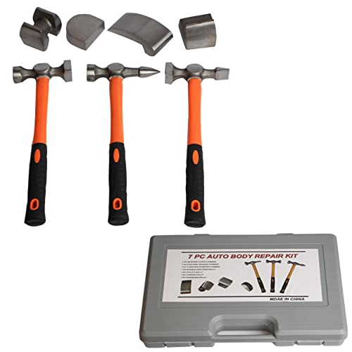 Yttbuy Rivet Hammer,Claw Hammer,Sheet Metal Hammer,Auto Body Repair Tools Hammer Cart 7 Piece Set,Body Repair Tool Kit With Carrying Case,Carbon Steel Cart And Hammer Dent Body Fender Tool Kit.… #TOP1