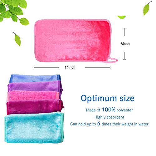 Nugilla Makeup Remover Cloth - Reusable Microfiber Cleansing Towel，Suitable For All Skin Types，Move Makeup Instantly，Multiple Colours，5 Pack #TOP3