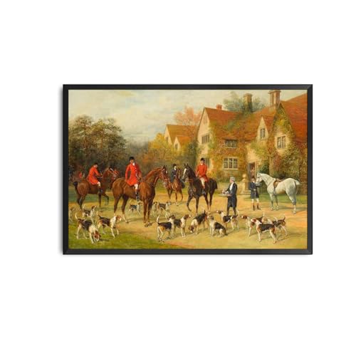 Canvas Painting Posters Wall Art Picture Prints Going To The Meet Victorian Fox Hunt Painting Heywood Hardy Bedroom Kitchen Bar Dining Room Office Home Wall Decoration 8x12inch Metal Frame