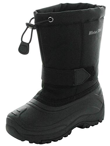 TECS 7in Toddler Girls Waterproof Nylon Rubber Shell Winter Boots - Works in -25F/ -32C, Excellent Traction, Easy to Slip on and Lightweight