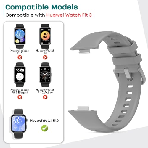SenMore Silicone Strap Compatible with Huawei Watch Fit 3 Smartwatch, Silicone Protective Case Cover - Image 3