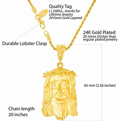 Lifetime Jewelry Face Of Christ Pendant Necklace For Women & Men 24K Gold Plated #TOP3