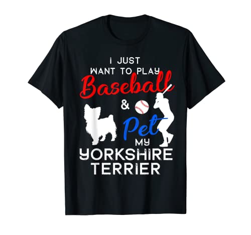 Yorkshire Terrier Funny Baseball Dog Owner Lover Xmas Gift Maglietta