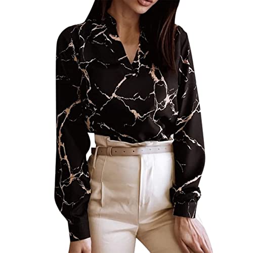 HOOUDO Tshirt Damen Rundhals Langarm Hemd Top Freizeithemd Sommer Klamotten...