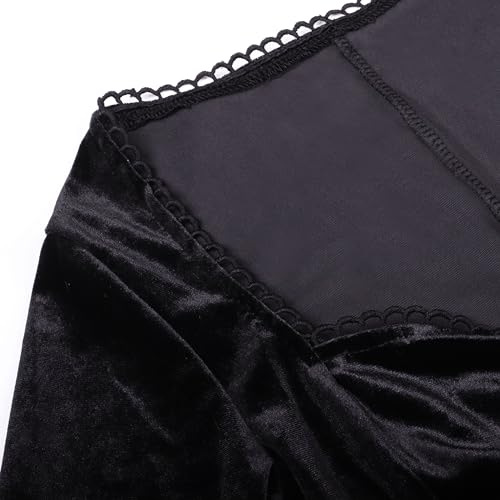 XKBHYD Abendkleider Sexy Minikleid Frauen Langarm Schlaghosen Spitze Abendkleider Gothic Plissiert Kleid Schwarz S