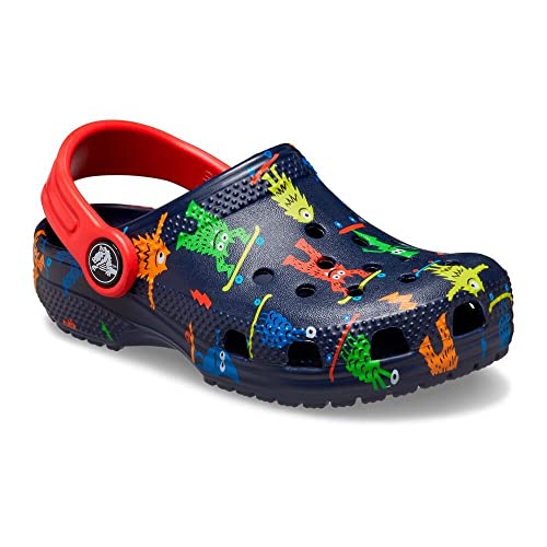 Image of Crocs Unisex-Child Kids' Classic Graphic Clog, Navy, 6 Toddler