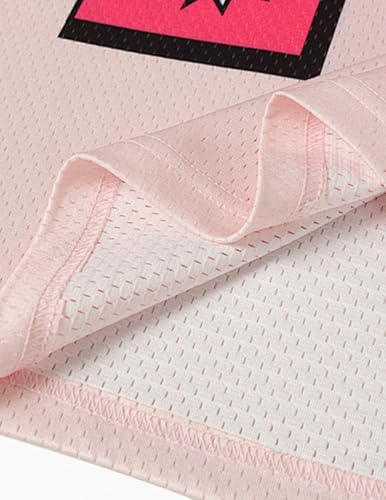 Vamtac Jersey Shirts for Men Y2k Oversized Graphic Mesh Jersey Tshirts 90s Drop Shoulder V Neck Summer Tee Pink — view 4