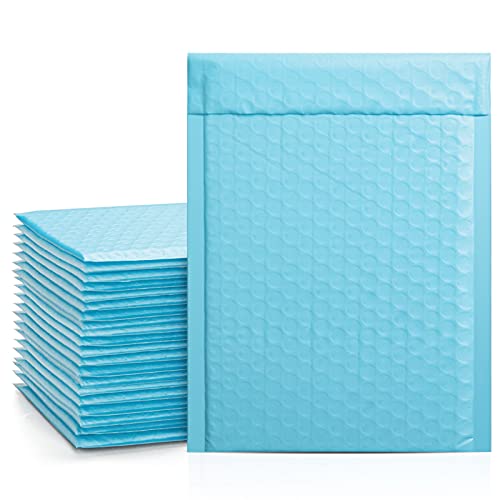 Metronic Light Blue Bubble Mailers 50 Pack, 6x10 Bubble Poly Mailers, Self-Seal Shipping Bags, Padded Envelopes, Bubble Polymailers for Shipping, Mailing, Packaging for Business, Bulk #0