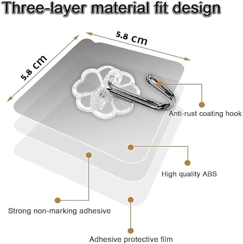 Image of AVVIC MART Self Adhesive Magic Sticker Transparent Panel Support Hooks, Strong Wall Hanging Pads for Bathroom & Kitchen, Tissue Towel Rack Sticker, No-Drill Holder for Racks & Shelves(Pack of 10)