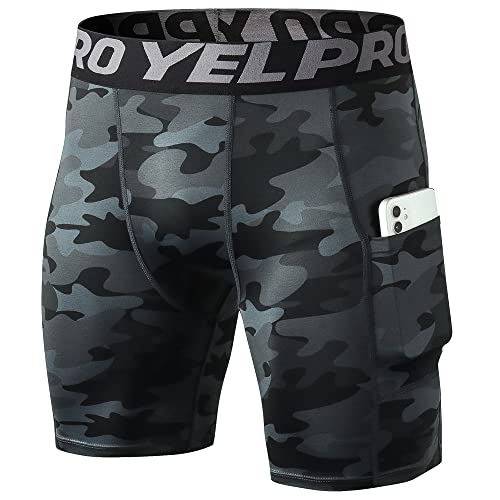 Shorts masculinos de compressão, shorts de camada básica, meia-ca...