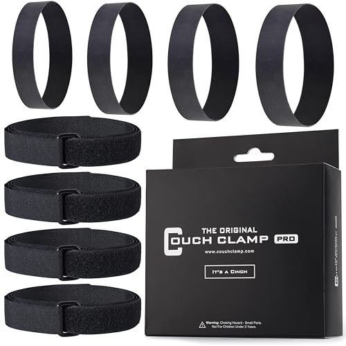 Couch Clamp Pro Heavy Duty Couch Connectors for Sliding Sofas (4 Pack) - Easy Install Strap & No Tools Required - Hook & Loop Cinch Straps- Universal Fit Ideal for 3 Piece Modular Sectional Sofa