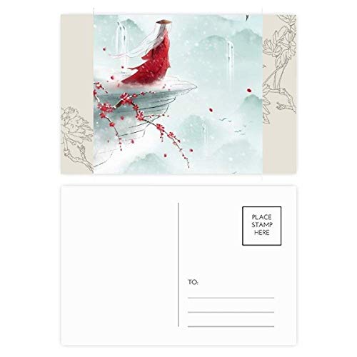 Carte postale de fleur aquarelle chinoise DIYthinker pour correspondance et merci
