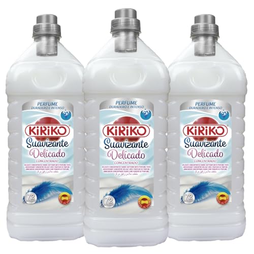 Kiriko Suavizante Delicado Concentrated Fabric Conditioner 2L (72 Washes) Long-Lasting Freshness with Microcapsule Technology Concentrated Formula for Superior Softness & Gentle Fabric Care Pack of 3