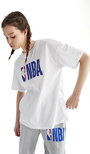 DeFacto Kadın DeFactoFit NBA Wordmark Oversize Fit Bisiklet Yaka Baskılı Kısa Kollu Tişört - Görsel 2