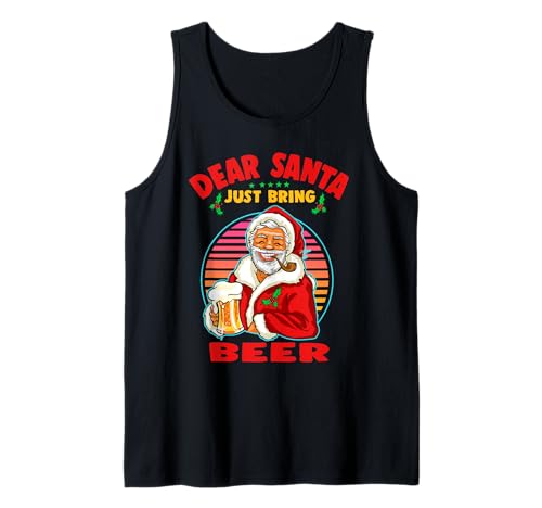 Dear Santa Just Bring Beer Christmas Funny Xmas Drinking Camiseta sin Mangas