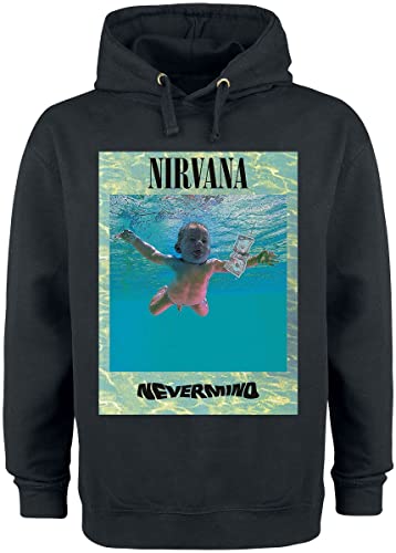 Nirvana Hoodie Nevermind Ripple Overlay Logo Official Mens Black Pullover, Black, Large