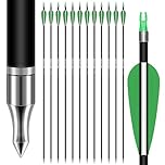 SUNYA Archery Hunting Arrows for Compound Bow and Recurve Bow. 30IN Carbon Shaft Spine 400/500 with Removable Tips. 12PCSPack (Green, Spine 500-30Inch)