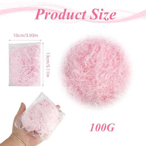 100 g Bastfüllung für Geschenkkörbe - zerkleinert Geschenkpapierfüllung für Dekorationen zum Befüllen von Partykörben und Geschenkverpackungen - Rosa