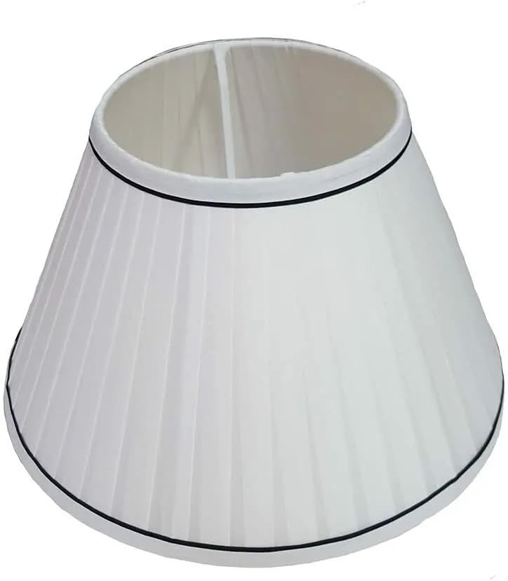 10" 12" 14" Pleated Style Fabric Table Lamp & Ceiling Coolie Light Shade (12 Inch, White (Black Ring))