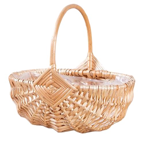 Empty Hand Woven Basket, Cute Picnic Basket With Single Handle, Large...