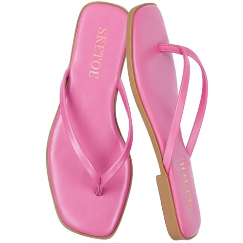 Image of Flip Flops Sandals for Women Square Toe Lightweight Thong Slides