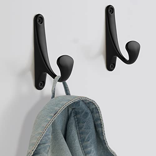 Ugbaba Coat Hooks, Heavy Duty Towel Robe Clothes Hooks For Hanging, Wall Hooks Holder For Bathroom Kitchen Closet Cabinet Door Garage Hotel, Wall Mounted Hanger Rack,4 Packs(Black) #TOP3