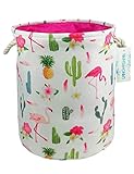 Storage Bin，Cotton Collapsible Pink Organizer Basket for Laundry Hamper,Toy Bins,Gift Baskets, Bedroom, Clothes,Baby Nursery(Thick Flamingo)