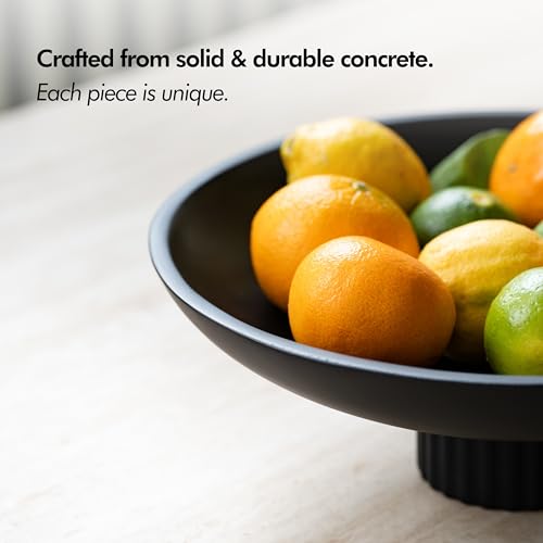 KIVY Concrete Fruit Bowl for Kitchen Counter - Large Decorative Bowl for Home Decor - Modern Key Bowl for Entryway Table - Pedestal Bowl - Decorative Bowls for Home Decor - Black Fruit Bowl Decor - Image 4