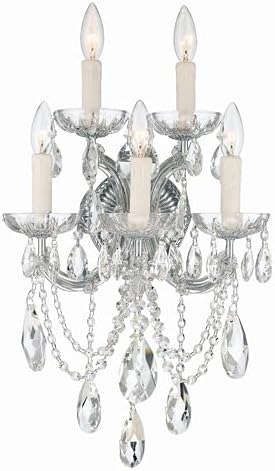 Crystorama Maria Theresa 5 Light Hand Cut Crystal Polished Chrome Sconce