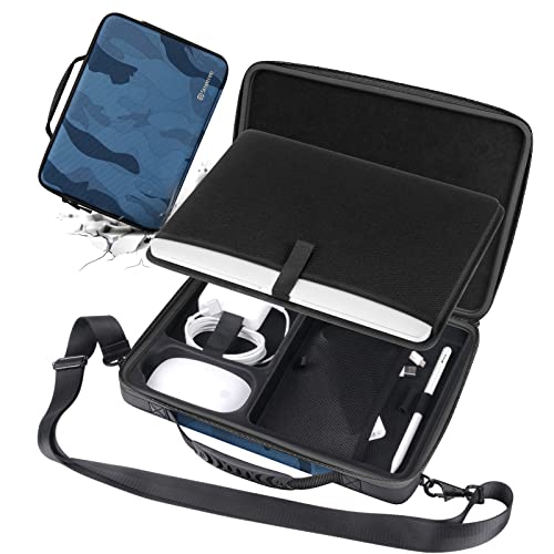 Smatree Hard Carrying Bag Compatible for 13inch MacBook Air M4 2025/2024/2022 A3313/A2681,13inch iPad Air M3 2025,14inch MacBook Pro 2024 M4/2023 M3 A2918/A2992/A2779, iPad Pro M4 2024 Case, Navy Blue